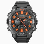 Load image into Gallery viewer, Sekonda Mens Sports Dual Time Watch Black Orange 100m