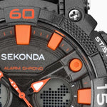 Load image into Gallery viewer, Sekonda Mens Sports Dual Time Watch Black Orange 100m