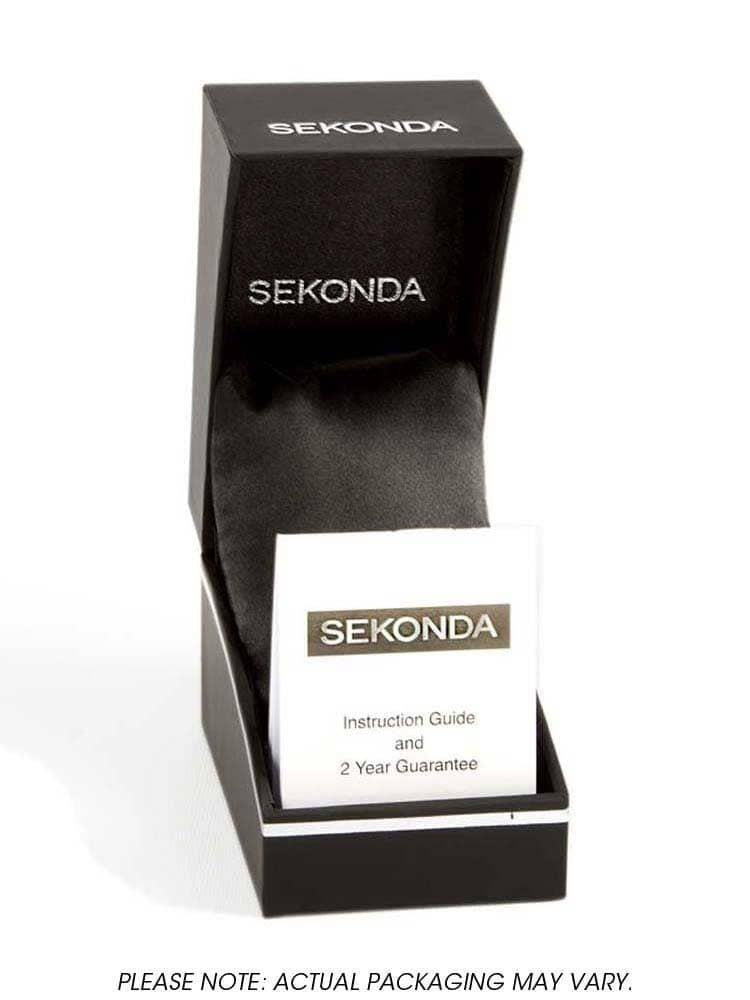 Sekonda Mens Sports Dual Time Watch Black Orange 100m