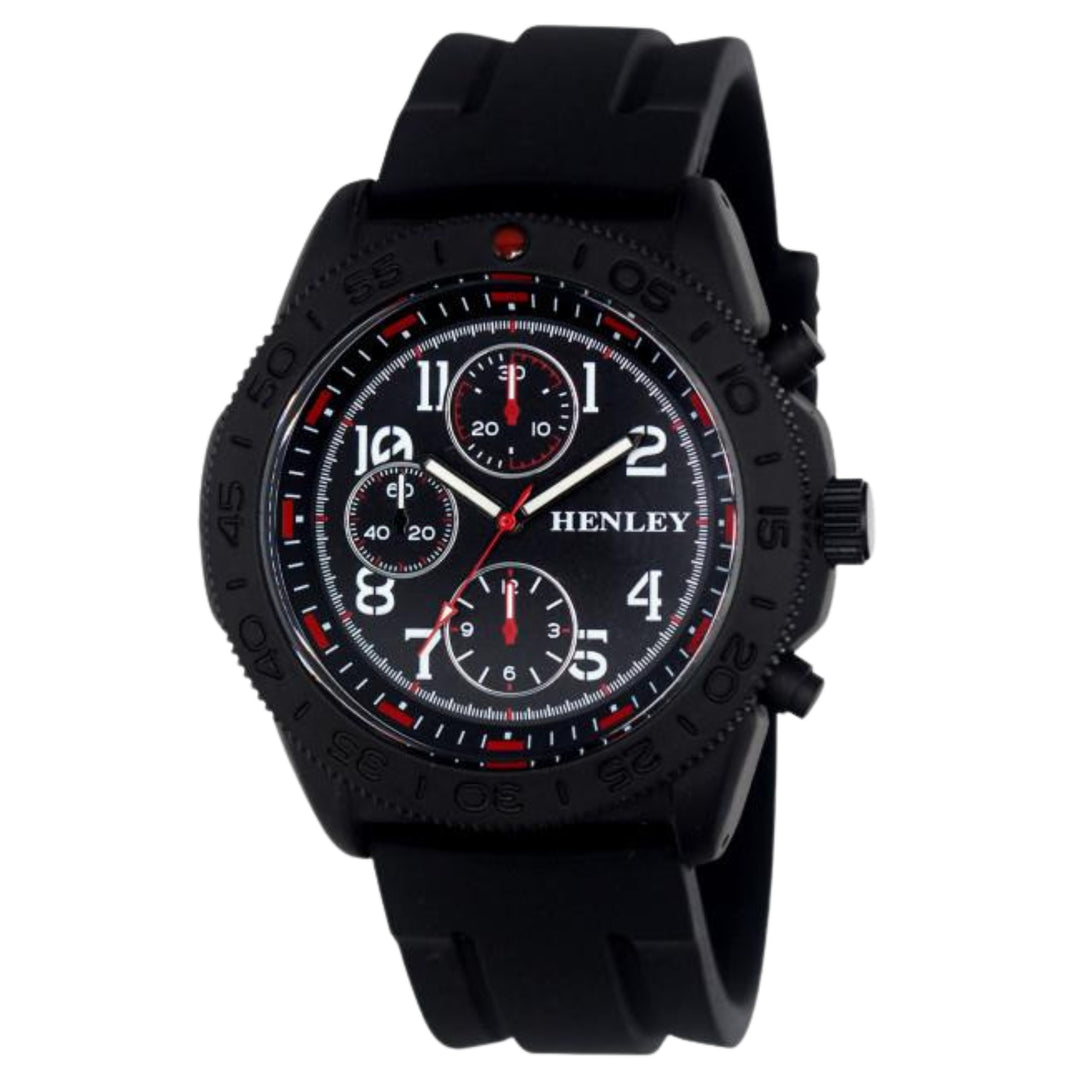 Henley Mens Sports Watch Black Dial Silicone