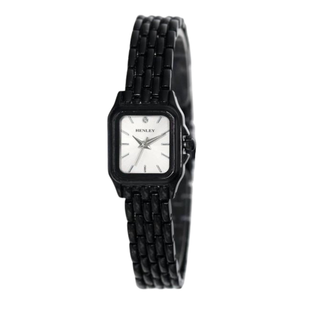 Henley Ladies Rectangular Petite Watch Black Bracelet