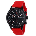 Load image into Gallery viewer, Henley Mens Sports Watch Black Dial Red Strap