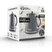 Daewoo Stirling 1.7L Pyramid Electric Kettle 3000w Grey  SDA2625